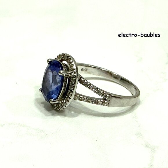 Estate $3500 2 Carat Periwinkle Tanzanite 14kt White Gold Halo Ring Sz 7 - Picture 7 of 11